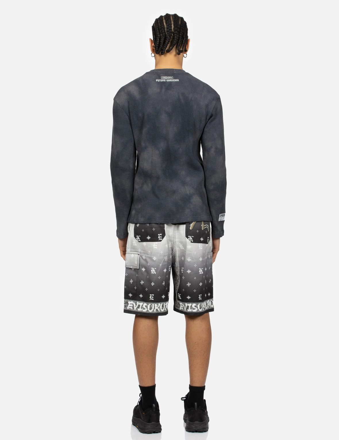Tie-Dyed with Kamon Embroidery Relax Fit Long-Sleeve T-shirt