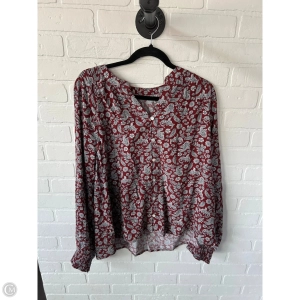 Top Long Sleeve By Downeast In Red & White, Size: L