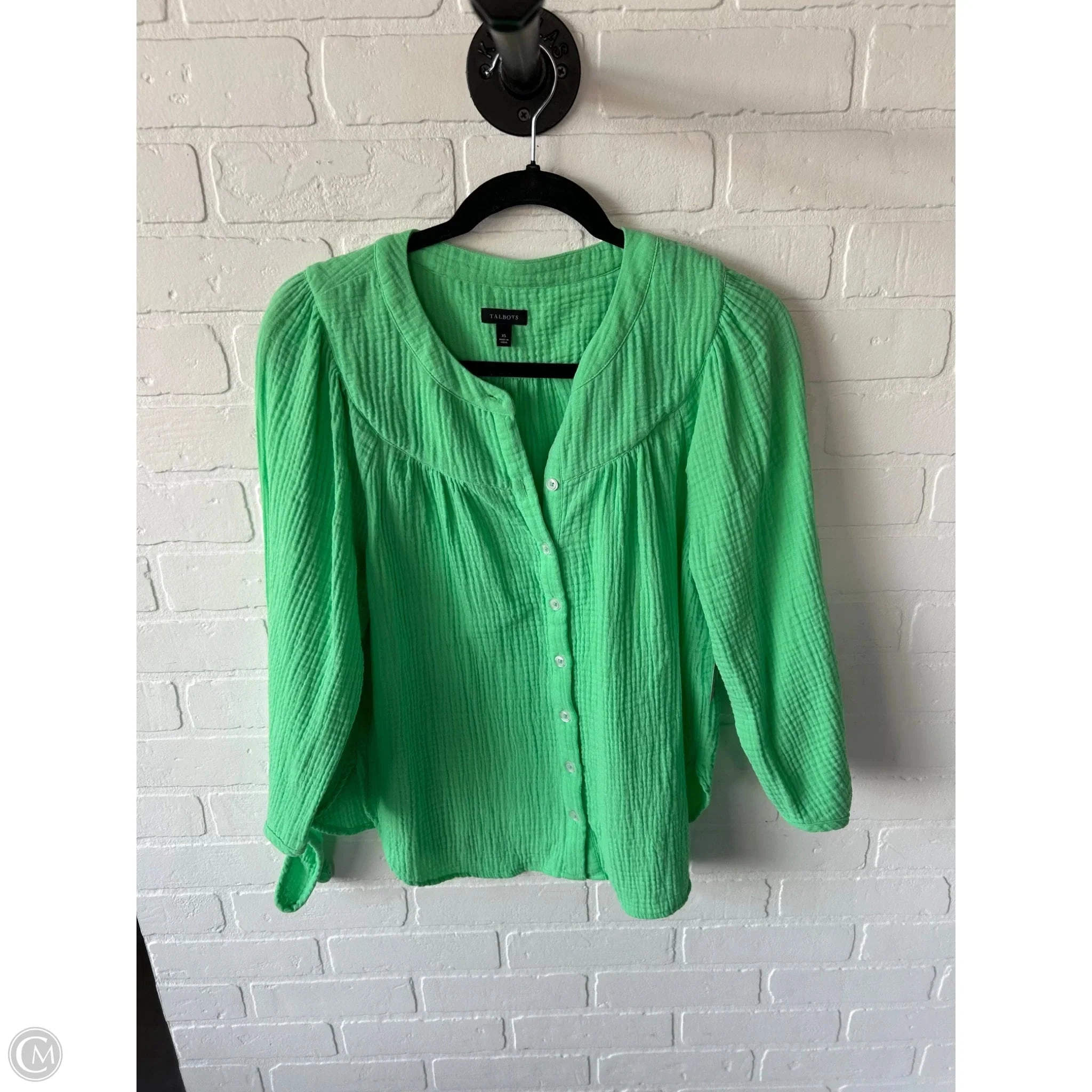Top Long Sleeve By Talbots In Green, Size: Xs