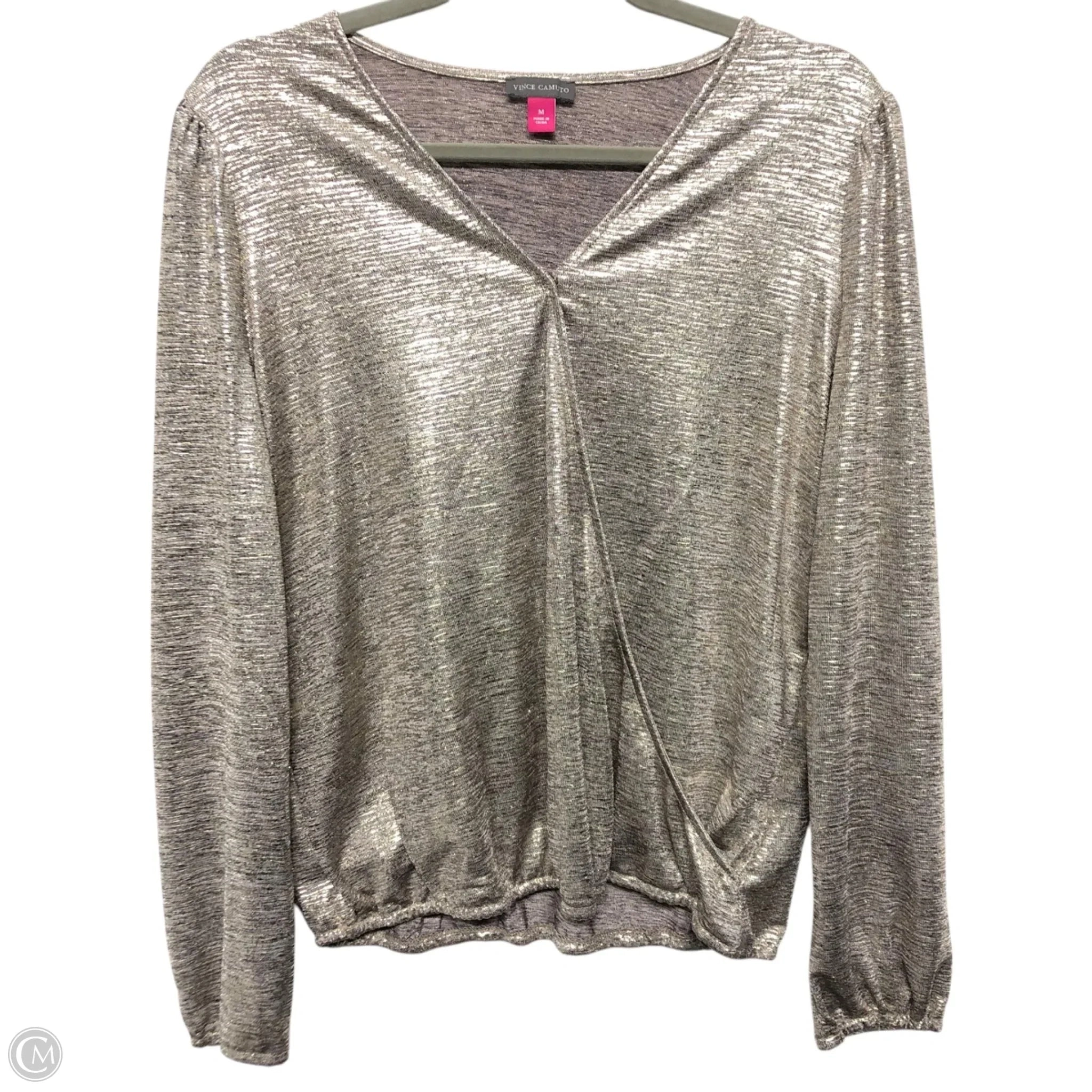 Top Long Sleeve By Vince Camuto In Gold, Size: M