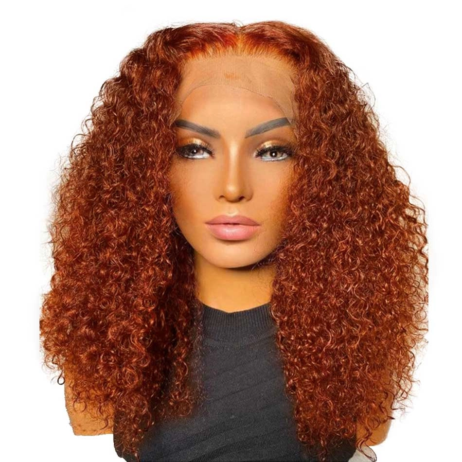 Tuneful Glueless Orange Colored Jerry Curly Bob Wigs Human Hair
