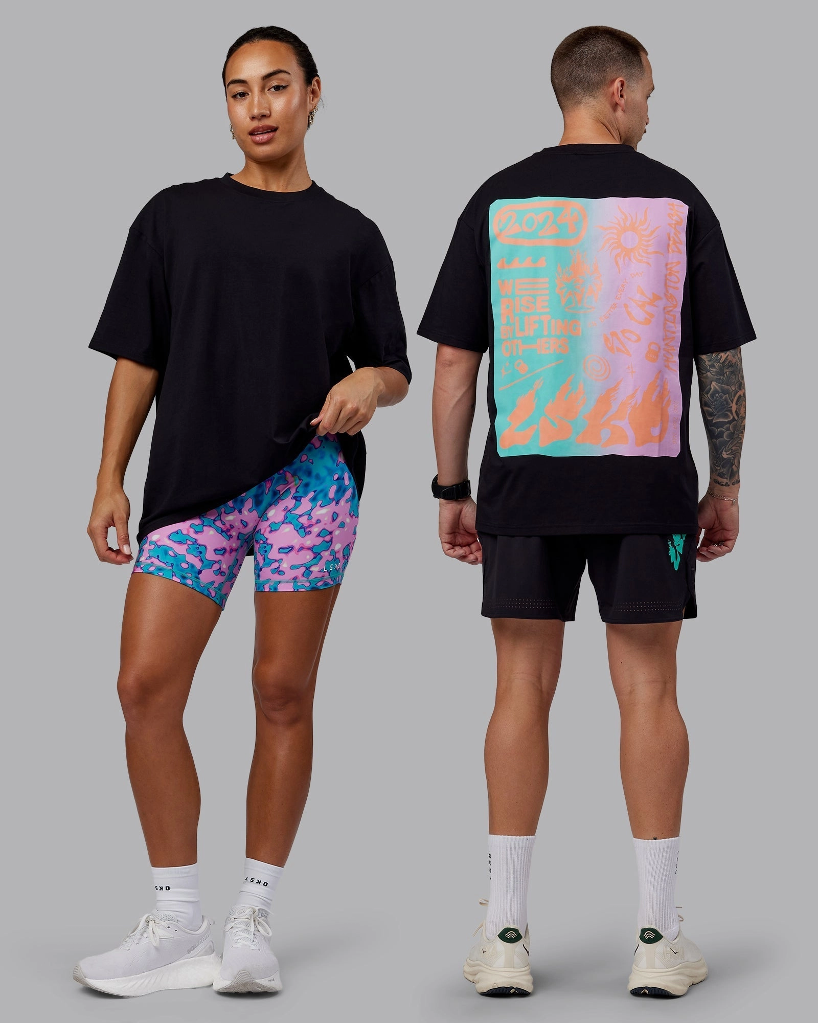 Unisex So Cal 24 FLXCotton Tee Oversize - Black-Beacon Orange