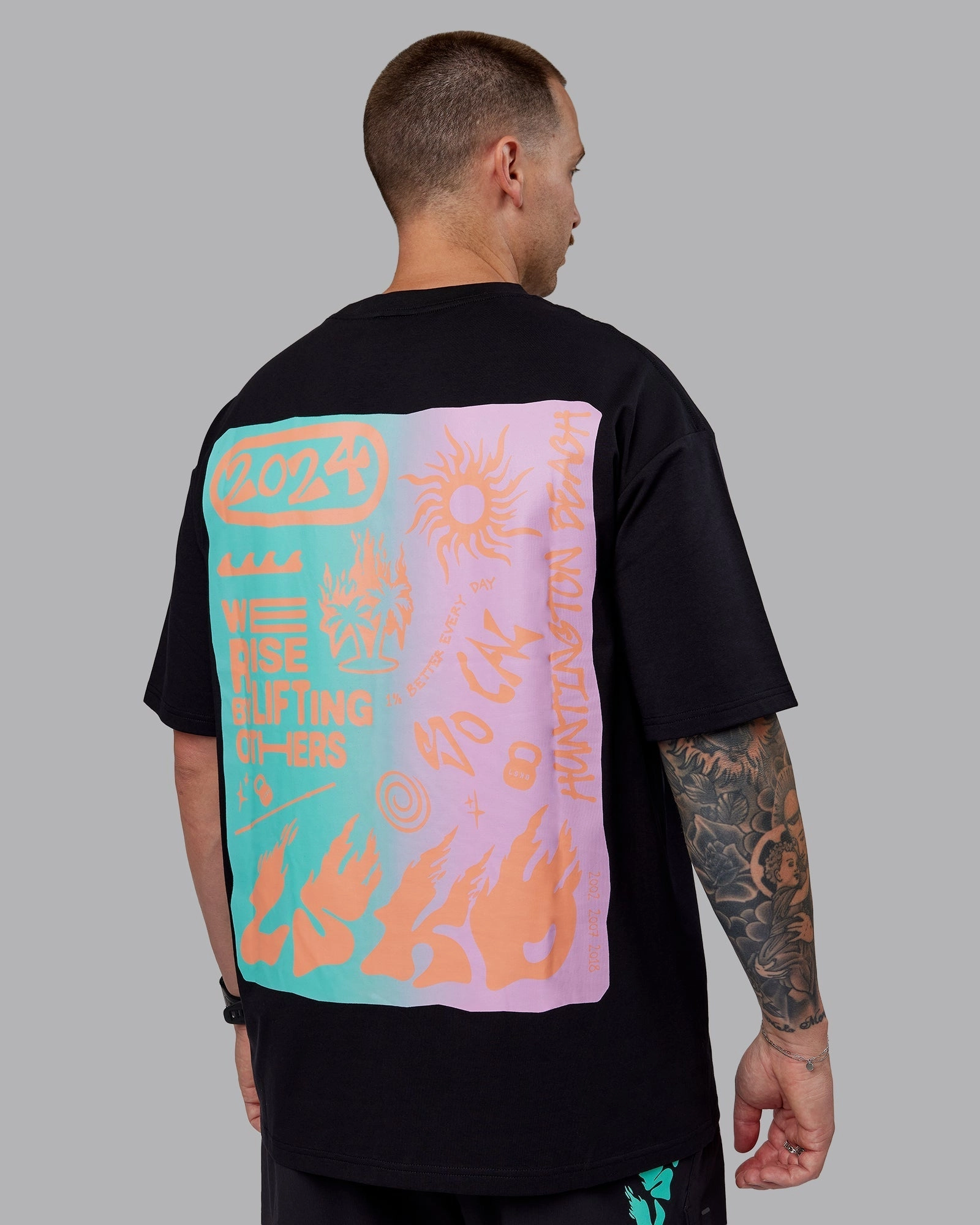 Unisex So Cal 24 FLXCotton Tee Oversize - Black-Beacon Orange