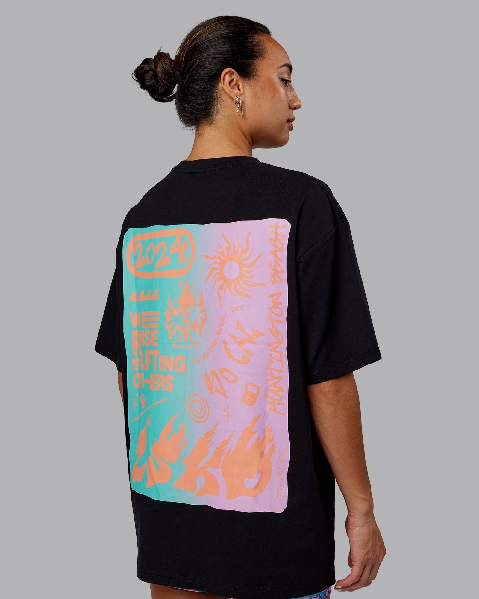 Unisex So Cal 24 FLXCotton Tee Oversize - Black-Beacon Orange