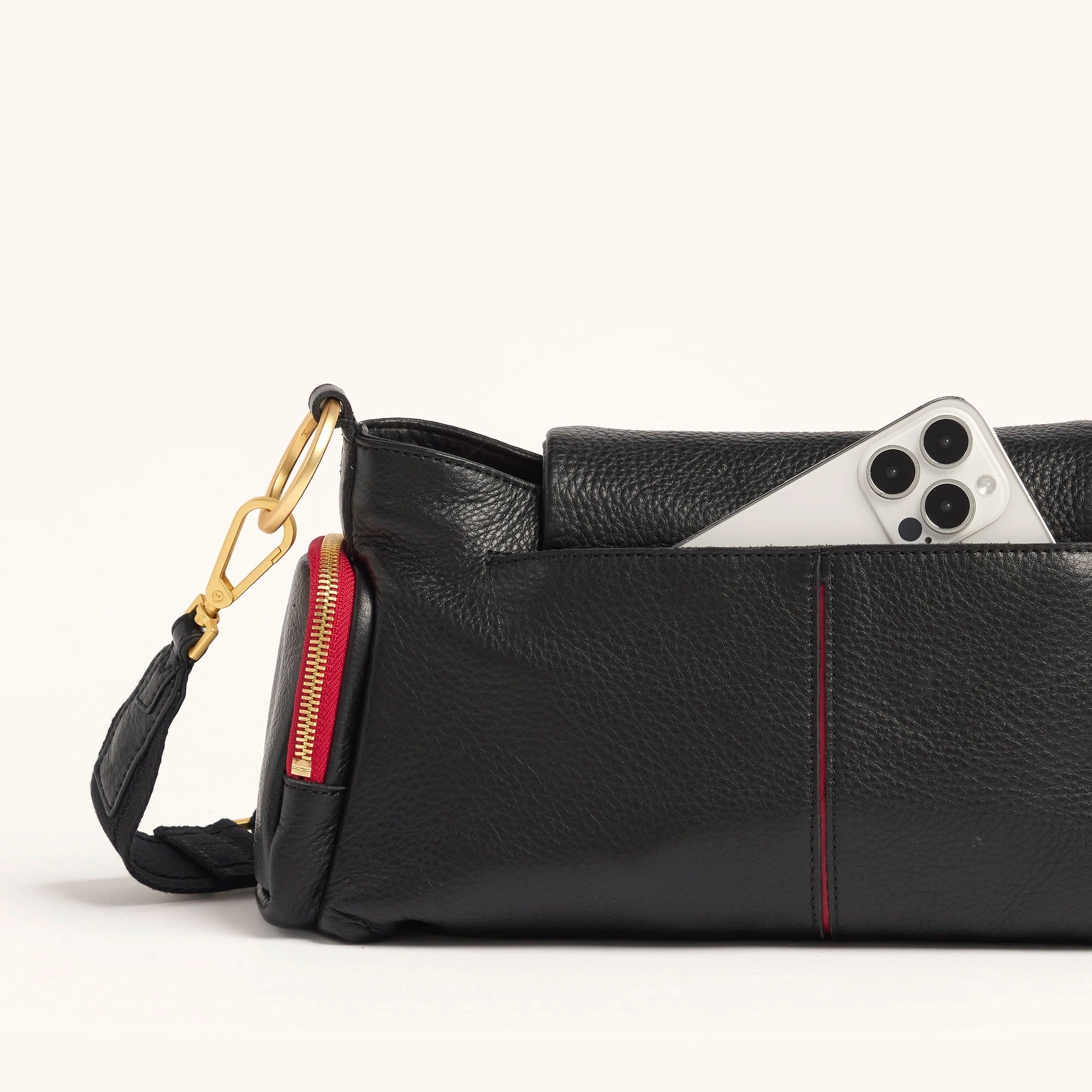 VIP Satchel | Cargo Black/Brushed Gold Red Zip