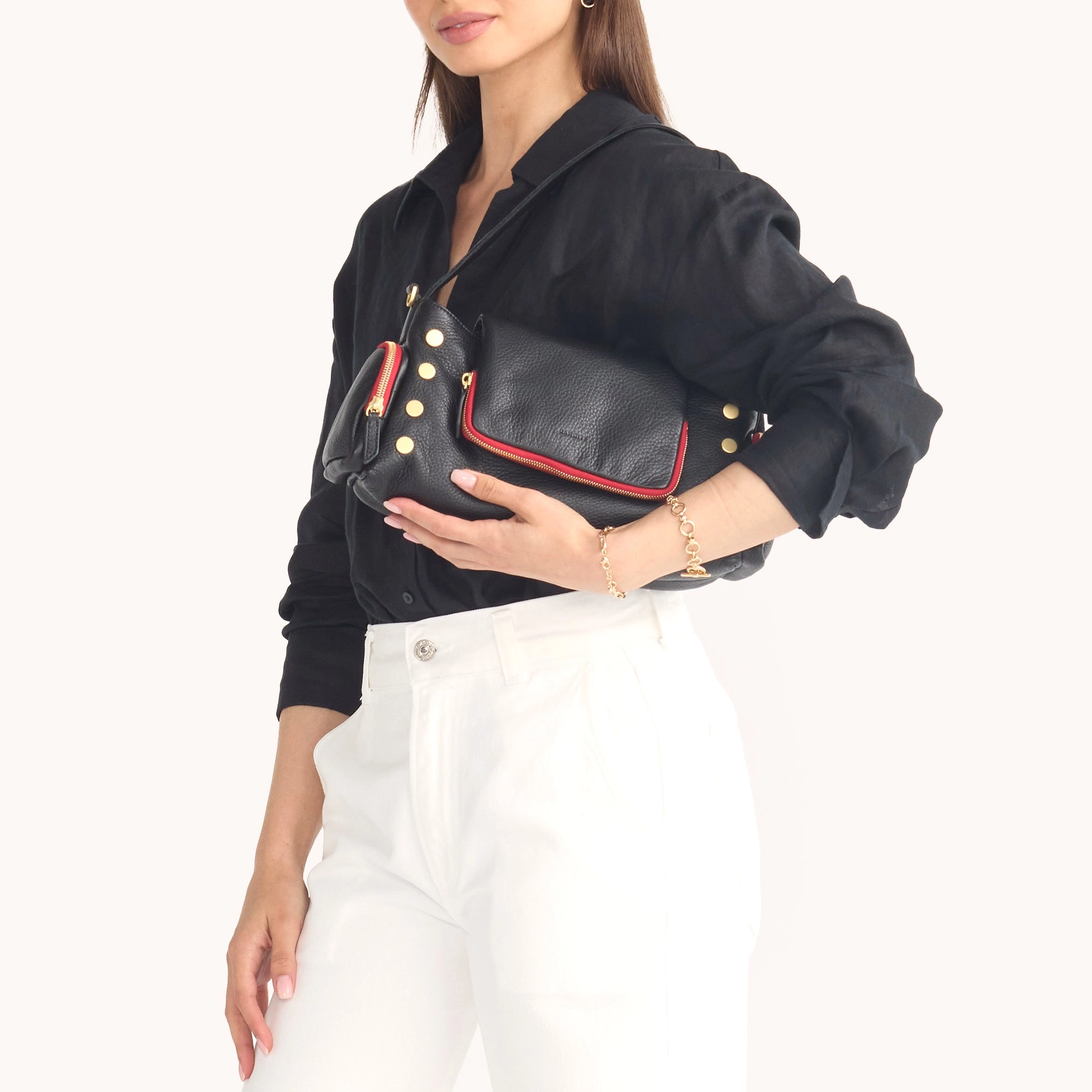 VIP Satchel | Cargo Black/Brushed Gold Red Zip