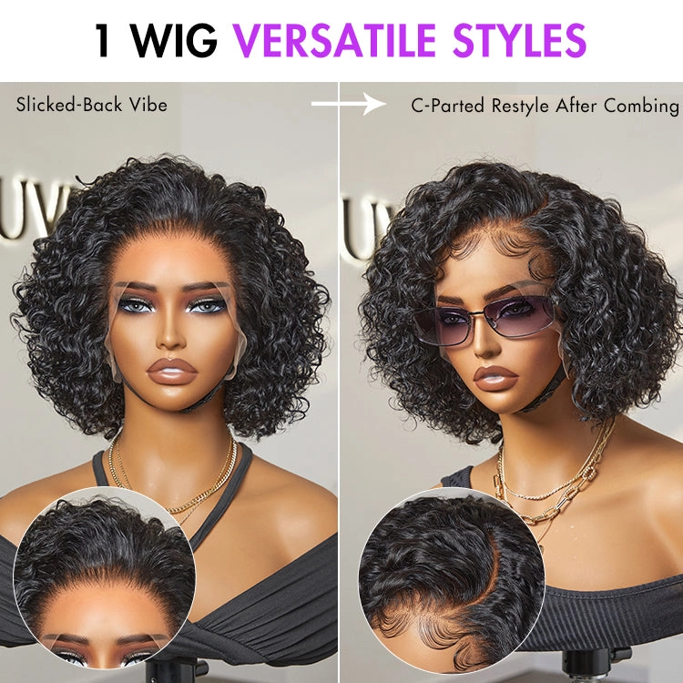 Weekly Special | Ultra Natural Slicked Back Short Curly Wig Glueless Ear-to-ear Wide T Lace Front Wig