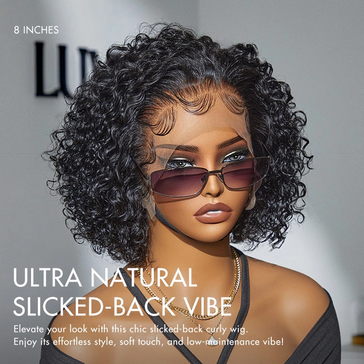 Weekly Special | Ultra Natural Slicked Back Short Curly Wig Glueless Ear-to-ear Wide T Lace Front Wig