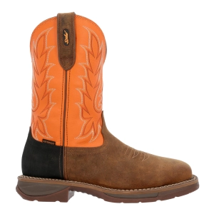 Workin' Rebel Embroidered Pull On Oil Resistant Square Toe Work Boots