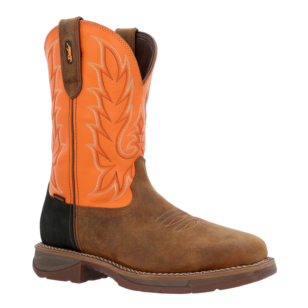 Workin' Rebel Embroidered Pull On Oil Resistant Square Toe Work Boots