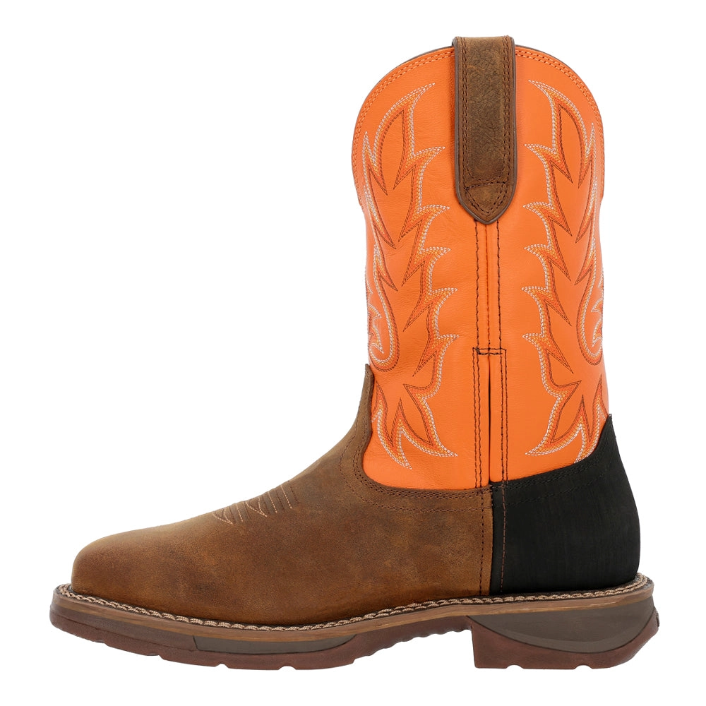 Workin' Rebel Embroidered Pull On Oil Resistant Square Toe Work Boots
